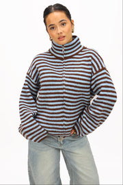 Noé zip vest - Blue/brown