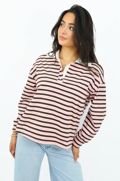 Malou polo - Brown/Pink