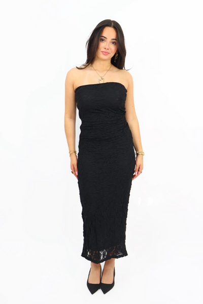 Lace strapless Dress - Black