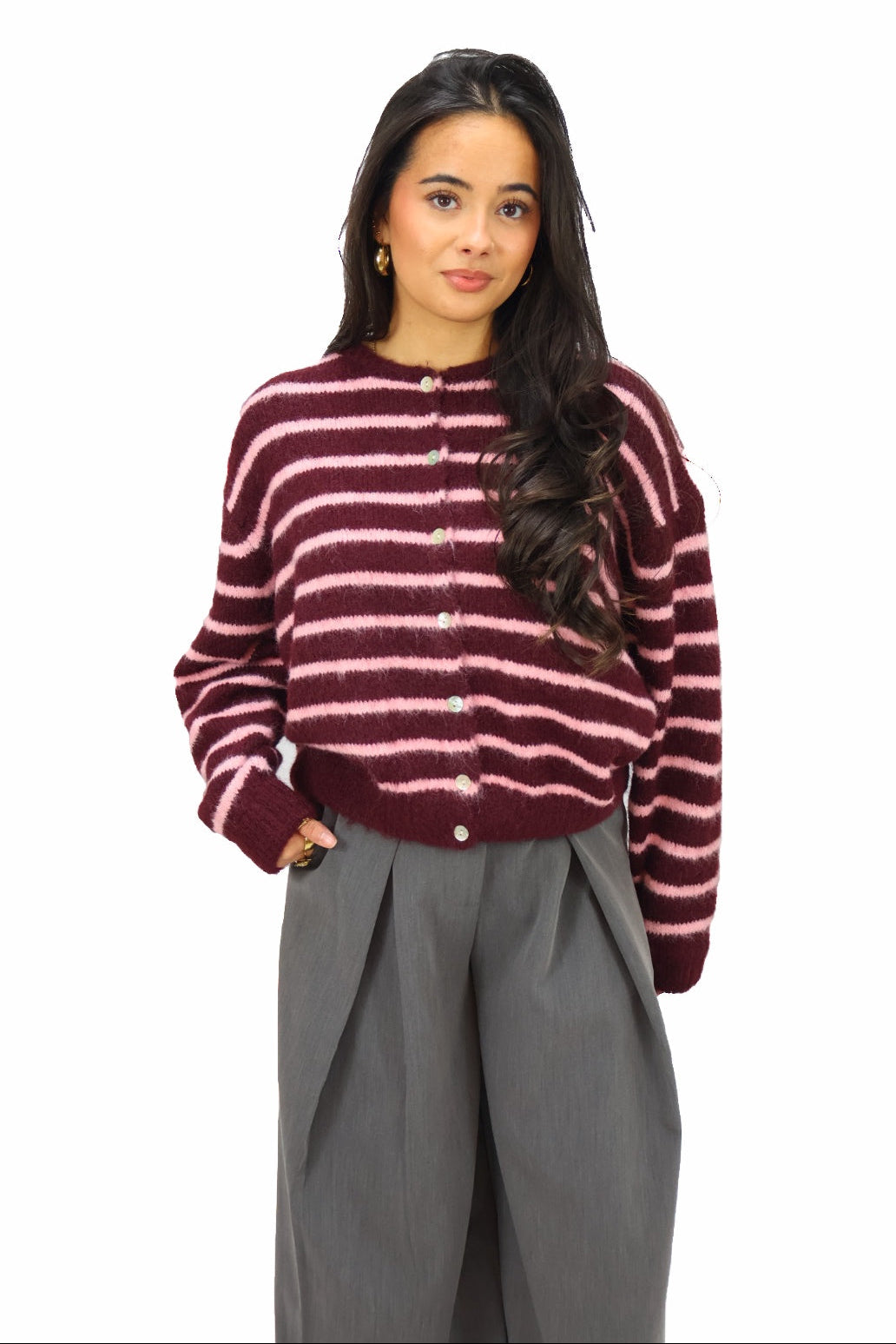 Evy Cardigan - Pink/bordeaux