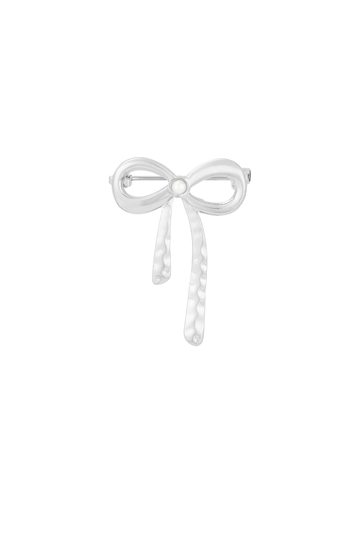 Brooch pearl bow - Silver