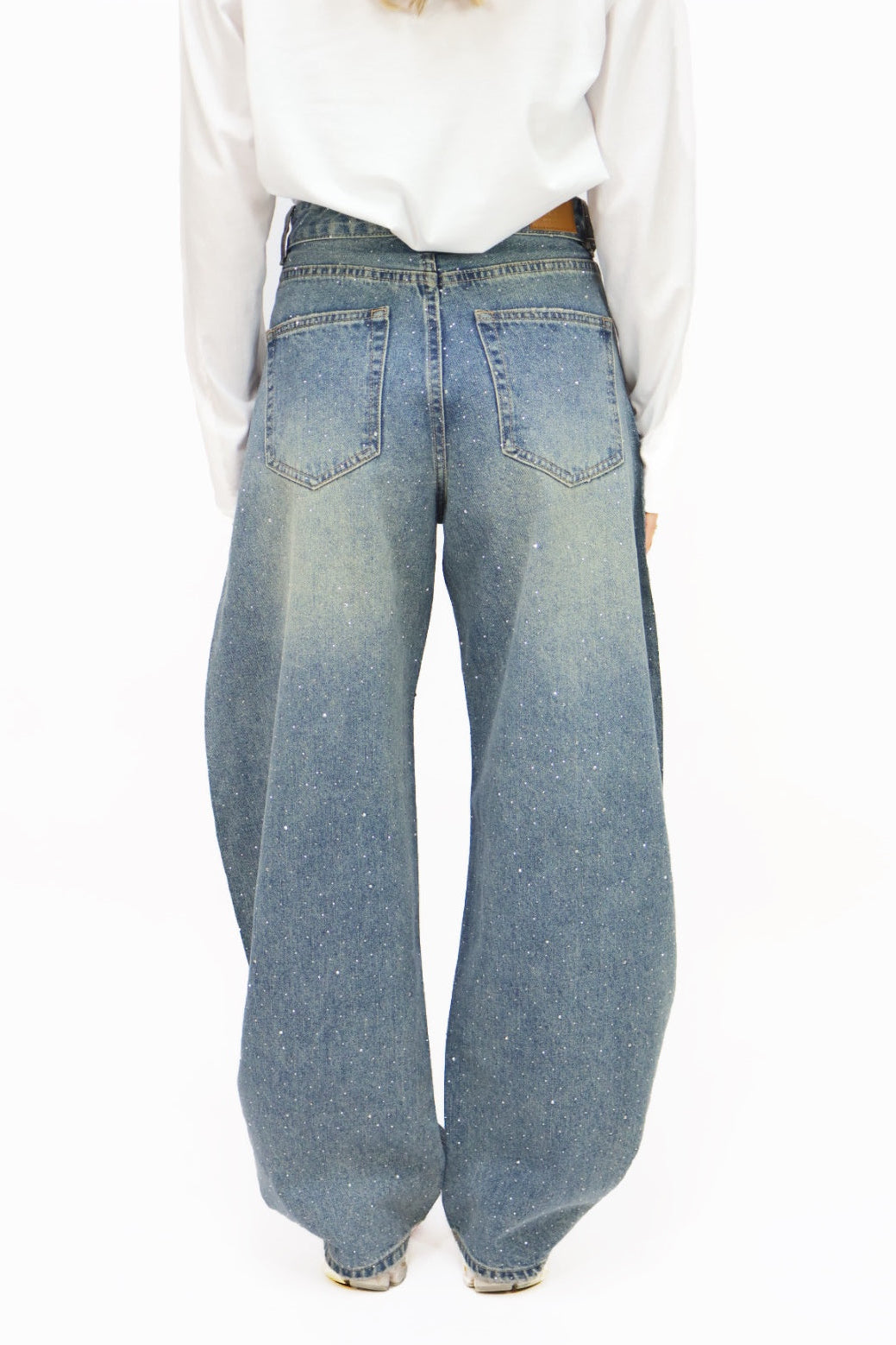 Rhinestones balloon jeans - Blue