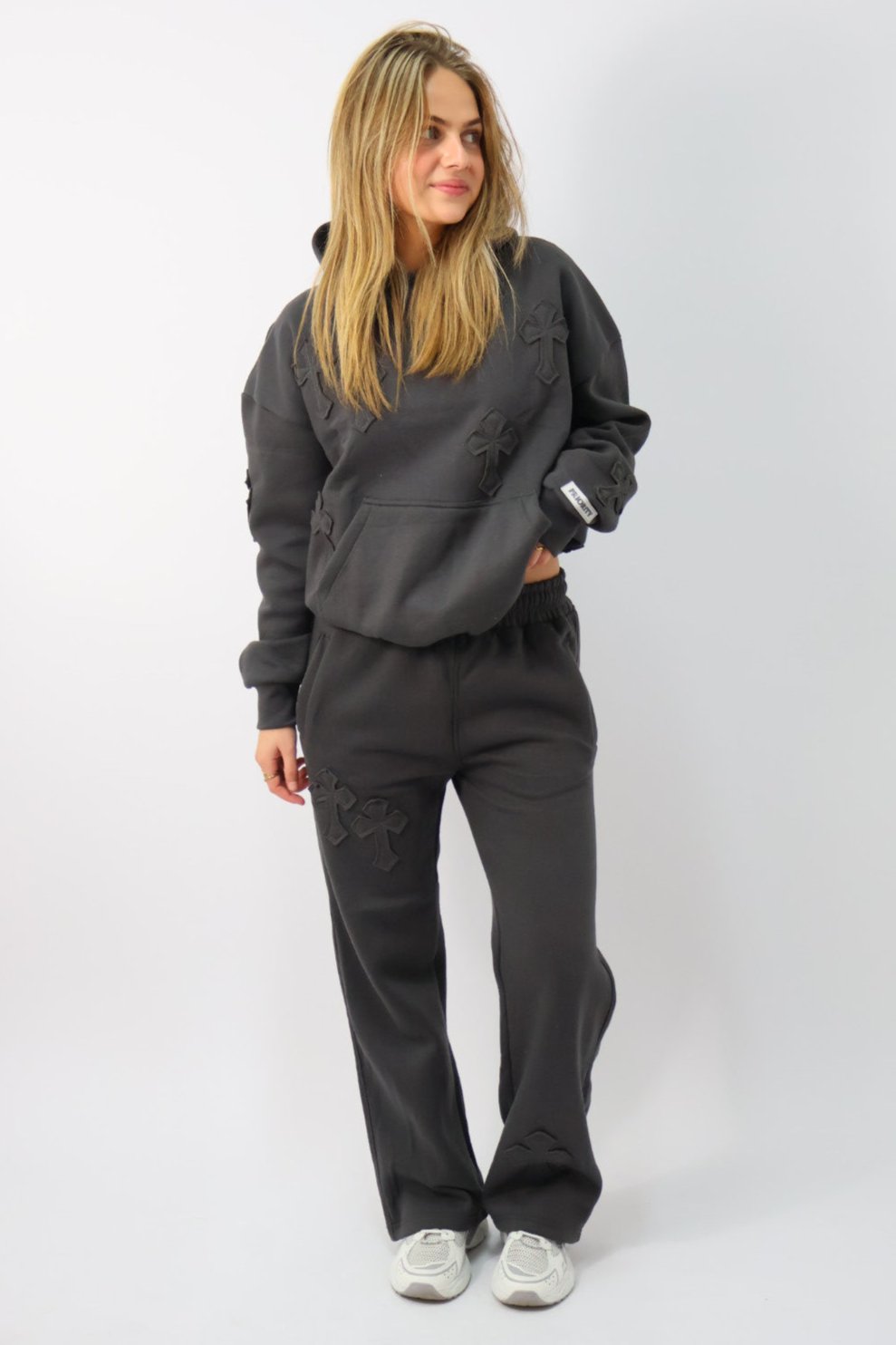 Cross Patches Tracksuit - Dark Grey