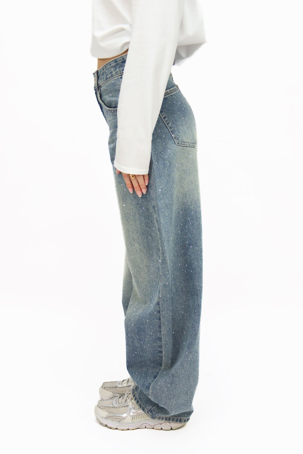 Rhinestones balloon jeans - Blue