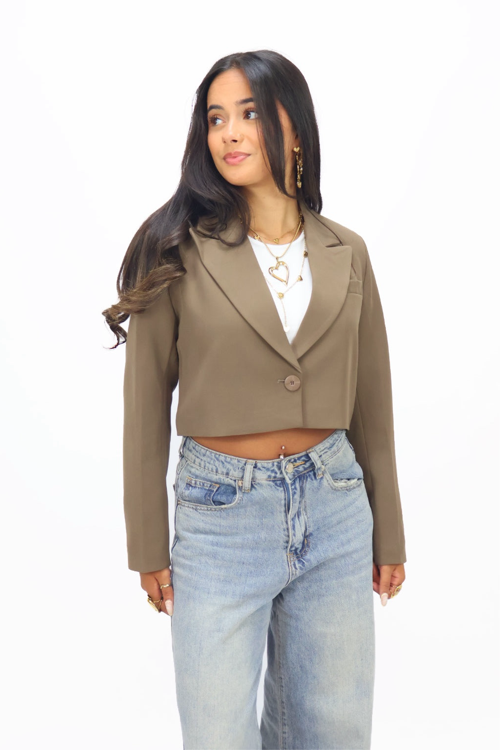 Milly Cropped Blazer  - Taupe
