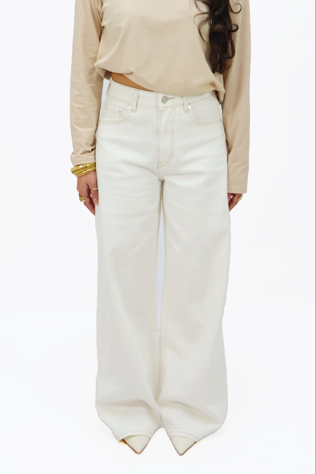 Hailey wide leg jeans - Creme