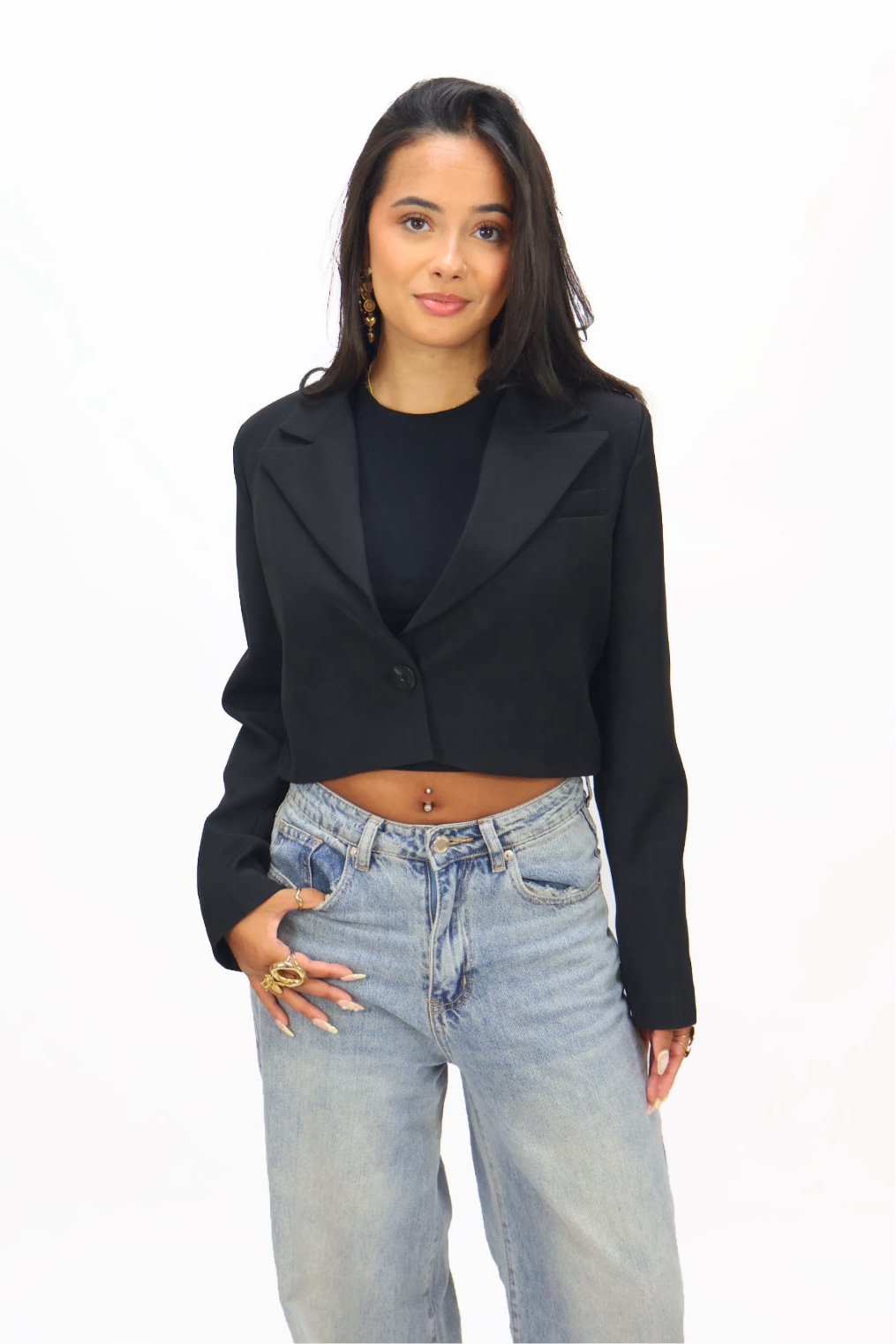 Milly Cropped Blazer - Black