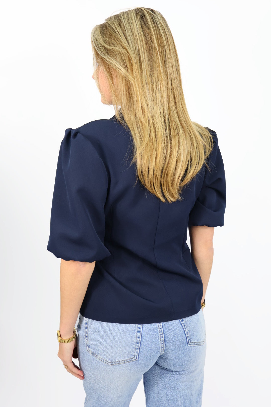 Anna Blazer Korte Mouw - Navy